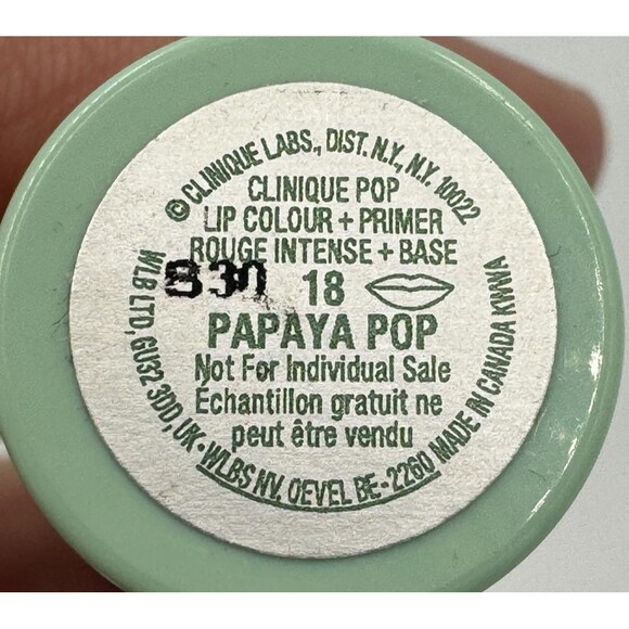 CLINIQUE POP LIP COLOUR + PRIMER - 18 PAPAYA POP Retired Color & HTF - Picture 3 of 3